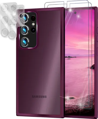 Produktbild von Hybrid Hülle für Samsung Galaxy S23 Ultra, 2x Display- & Kameraschutz Rot