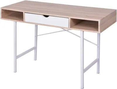 Produktbild von Büroschreibtisch mit einer Schublade in Eiche und Weiß