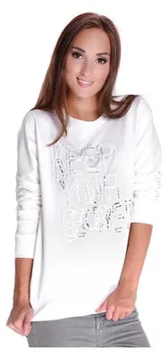 Produktbild von Damen Bluse Shirt mit Druck Langarmshirt; Ecru/S/M