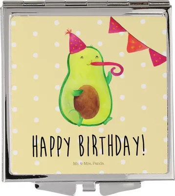 Produktbild von Mr. & Mrs. Panda Klappspiegel Avocado Geburtstag - Gelb Pastell - Geschenk, Schminkspiegel, Alles Gute, Happy Birthday, Feier, Party, Handspiegel, Taschenspiegel