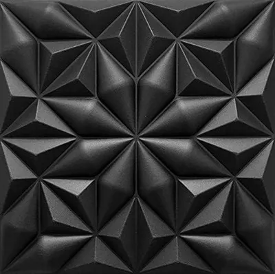 Produktbild von DECCART | 3D-Wandpaneele Onyx Schwarz | Dekorative Wandpaneele aus Polystyrol | 50 x 50 cm | 48 Stück / 12 m² | Moderner dekorativer Stil