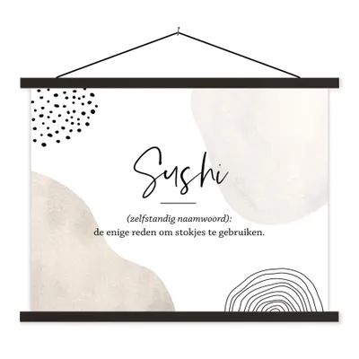 Produktbild von MuchoWow® Textilposter Sprichwörter - Sushi - Sushi definition - Zitate - Wörterbuch 40x30 cm mit schwarzem Rahmen - Dekorationen