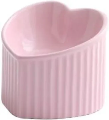 Zdjęcie produktu dla Ceramiczna miska na karmę dla kota | podwyższona miska w kształcie serca | różowa – 180 ml