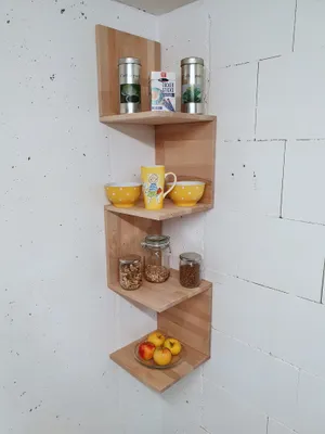 Produktbild von Eckregal Wandregal Zickzackregal Buche massiv 8-teilig