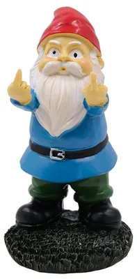 Gartenzwerg mit Mittelfinger, Kunstharz, 14 cm, freche Deko für Außen