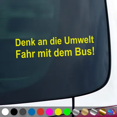 Produktbild von PantherPixel Denk An Die Umwelt Aufkleber Fahr Mit Dem Bus Sticker Auto Geschenkidee Farbe Neon-Gelb