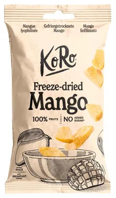 Obrázek produktu pro KoRo mrazem sušené mango 30 g – křupavé, přirozeně sladké, 100% mango