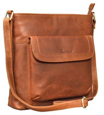 Produktbild von Benthill Shopper Damen Leder - Ledertasche mit Reißverschluss - Umhängetasche aus Echtleder - Handtasche Vintage - Bag Beutel - Schulterbeutel