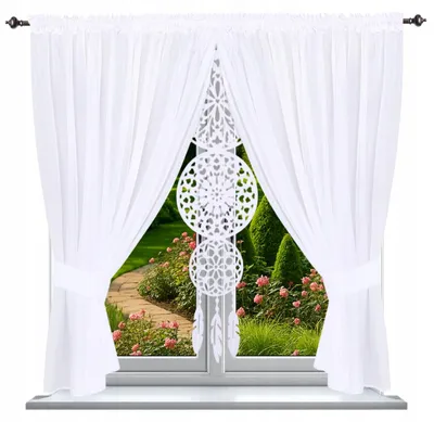Produktbild von Fertige Vorhänge 130 x 200 cm, weiße Filz-Traumfängerpaneele, für das Wohnzimmer, glatt