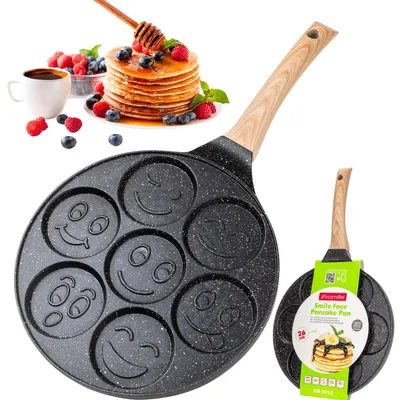 Image de KAMILLE Poêle INEZ Poêle à crêpes 26 cm Poêle à crêpes antiadhésive à induction Smileys