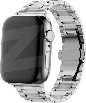 Produktbild von Bandz Verstellbares Stahlband passend für Apple Watch 1/2/3/4/5/6/8/9/SE - Größe 38/40/41mm - Silbernes Stahlband für Apple Watch