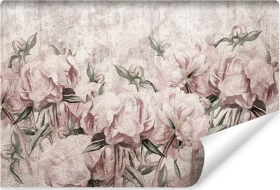 Produktbild von Muralo Vlies Selbstklebende Fototapete PFINGSTROSEN Blumen Blätter Beton Abstraktion Vintage Br. 90cm x Hö. 60cm [VE90-60]