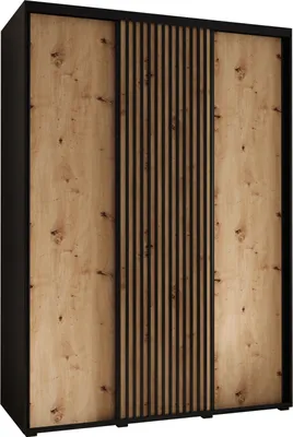 Produktbild von MEBLE KRYSPOL Sapporo 1 Schrank mit 3 Schiebetüren  - 205,2x180x60 cm - Schwarz Artisan Schwarz