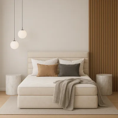 Produktbild von GUTTO Boxspringbett DAKOTA 120 x 200cm 2x Bettkasten TOPPER 5cm Gratis Beige Velour