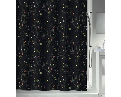 Obrázek produktu pro Spirella protiplísňový sprchový závěs "Contraste" antibakteriální, omyvatelný, voděodolný polyester 180x200cm černý