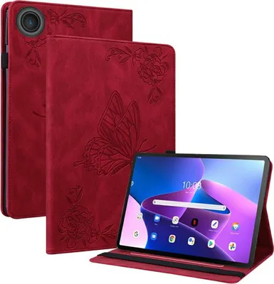 Produktbild von Lenovo Tab 10.1 TB311FU Hülle - Coverup Schmetterling & Blumen Klapphülle - Rot