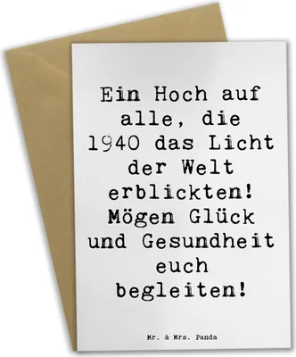 Produktbild von Mr. & Mrs. Panda Klappkarte Spruch 1940 Geburtstag - Weiß - Geschenk, Glückwunschkarte, Geburtsjahr, Liebe und Wertschätzung, babykarte, Geschenke, Alter, Grußkarten