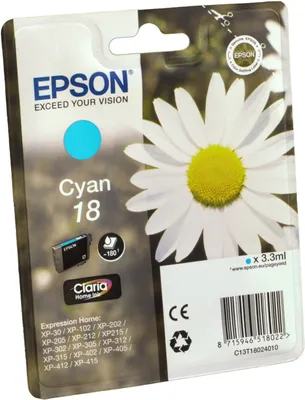 Produktbild von Epson Daisy Singlepack Cyan 18 Claria Home Ink, Standardertrag, Cyan, 3,3 ml, 1 Stück(e), 180 Seiten, Einzelpackung