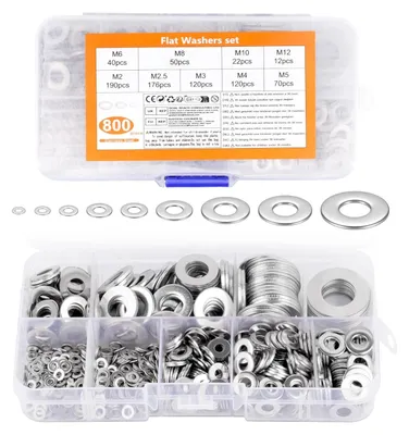 Produktbild von Unterlegscheiben Set Edelstahl, 800 Stück, M2-M12, für Schrauben