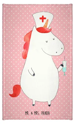 Produktbild von Mr. & Mrs. Panda Handtuch Einhorn Krankenschwester - Rot Pastell - Geschenk, Frotteehandtuch, Gästehandtuch 30x50, Krankenpfleger, Unicorn, Ärztin, gäste wc, Klein