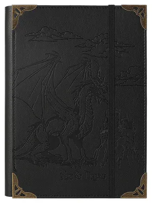 Produktbild von A5 Ringbuch mit 6 Ringen, Hardcover Notizbuch Kunstleder, Vintage Drachen Design, College Lineatur, Schwarz