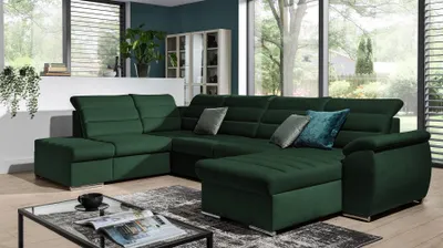 Produktbild von Couchgarnitur PASCARA U-Form mit Schlaffunktion-Dunkelgrün /Otto.. Rechts