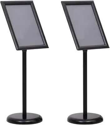 Produktbild von 2X Plakatständer Schwarz, Infoständer höhenverstellbar & drehbar, Aluminium Kundenstopper für Messen, Gastronomie 45 x 32,7 x 108 cm