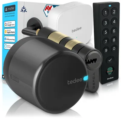 Immagine prodotto di tedee GO2 Alu Serratura Smart WiFi | Impronta Digitale, Accesso Remoto, Cilindro Classe 6 Antieffrazione | Matter, Alexa, Google, Apple HomeKit