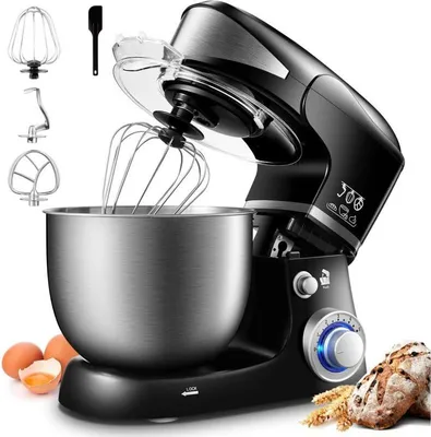 Immagine prodotto di Royalty Line RL-PKM1600: robot da cucina in acciaio inossidabile da 1600 W con 6 velocità, 6 litri - Nero