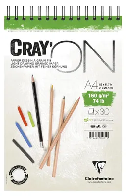 Zdjęcie produktu dla Clairefontaine Cray'On Wirebound Pad Szkicownik 30 A4 160 g