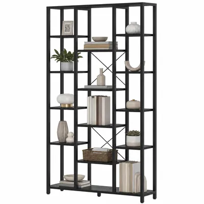 Produktbild von Bücherregal, Standregal mit 6 Ebenen 15 Ablagen, | Verstellbare offene Ablagen, für Wohnzimmer, Büro, Schlafzimmer, 30 x 100 x 170 cm