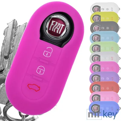 Produktbild von Auto Schlüssel Hülle Silikon Schutz Cover Pink kompatibel mit FIAT Ducato 500 Punto Peugeot Boxer Citroen Jumper Qubo Doblo Bravo 500C 500L OPEL Combo D 3 Tasten Klappschlüssel