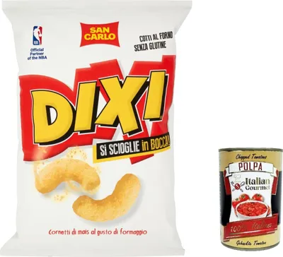Produktbild von 10x San Carlo Dixi Maischips Patatine gesalzen 40g Käse Cheese crisp Käsechips + Italian Gourmet polpa 400g