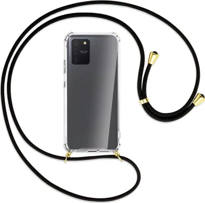 Produktbild von Handykette Backcover-Schutzhülle mit Band (Metall goldfarben) für Samsung Galaxy S10 Lite - schwarz