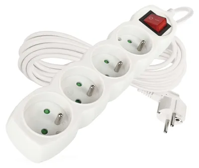 Prodlužovací kabel 7 m / 4 zásuvky / s vypínačem / bílý / PVC / 1,5 mm2
