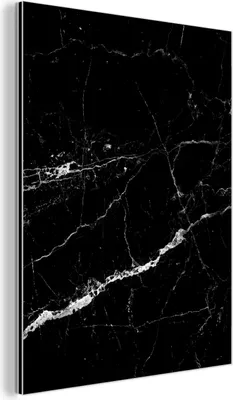 Produktbild von MuchoWow Wanddekoration Metall Metallbild Wandkunst 90x120 cm Marmoroptik - Schwarz - Luxus MuchoWow Aluminium Gemälde - Industrial