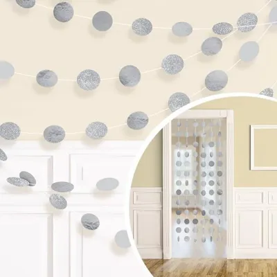 Produktbild von amscan Dekohänger Glitzer silber 213cm 6 Stück