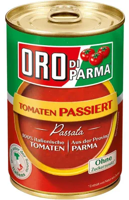 Produktbild ORO di Parma passiert und geschälte Tomaten Dose 425g 1er Pack