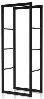 Produktbild von Vigevee Kaminholzregal 100 × 80 × 25 cm, Eisen, Schwarz, freistehendes Brennholzregal für Kamin und Ofen