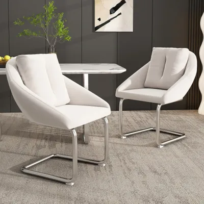 Produktbild von 2er-Set Esszimmerstuhl mit Kissen, Drehstuhl für Wohnzimmer und Schlafzimmer, entspannender Drehstuhl, gewölbte Stützbeine