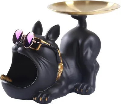 Productafbeelding van Famanu Bulldogbeeldje - Decoratie met een Franse bulldog op een dienblad