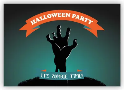 Produktbild von 4x Coole Zombie Einladungskarte zu Halloween: Halloween Party it's Zombie time