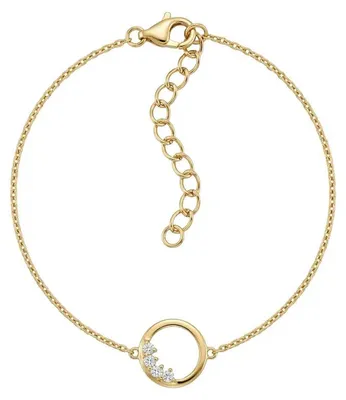 Produktbild von Suzan Gold® 925 Sterling Silber Armband Damen Zirkonia Kreis Element elegant filigran wasserfest Geschenk Circle Crystal Bracelet hochwertig