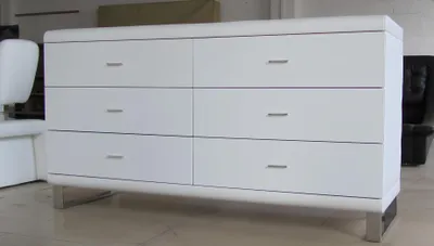 Obrázek produktu pro Design XXL Komoda s vysokým leskem Boční nízká deska Ložnice Obývací pokoj Bílý ušlechtilý design