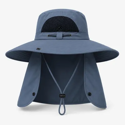 Produktbild von Fischerhut mit Gesichtsschutz, abnehmbarer Sonnenhut mit UV-Schutz, dunkelblau, Outdoor-Angelhut für Damen Herren