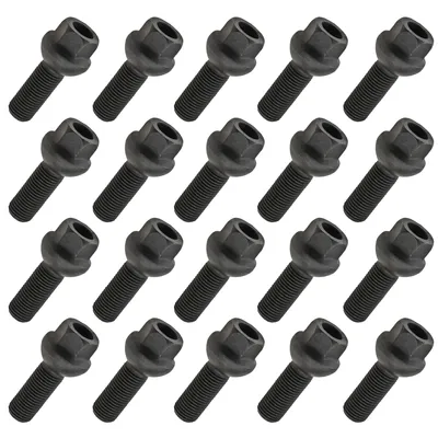 Zdjęcie produktu dla 20x śruby do kół M14x1.5 34mm kulka R14 czarne SW19 felgi aluminiowe stalowe Audi VW Skoda Seat