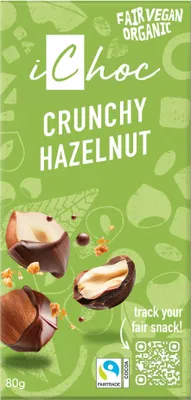 Produktbild von FAIR-TRADE-BIO-KAKAOTAFEL MIT HASELNÜSSEN 80 g – ICHOC (VIVANI)