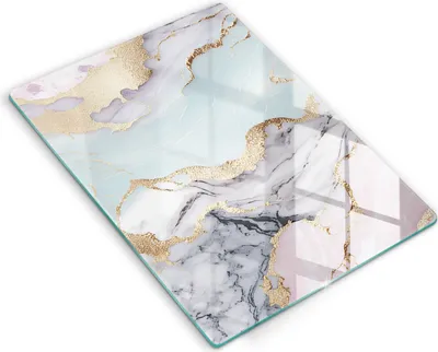 Produktbild von Glasschneideplatte - Herdabdeckplatte - 40x52 cm - Schneidebrett - Spritzschutz - Pastellmarmor