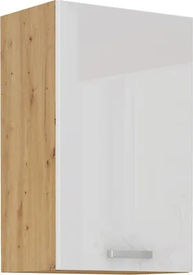 Produktbild von Hängeschrank 50 cm Eiche Artisan + Weiß Hochglanz Küchenzeile Küchenblock Küche