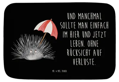 Produktbild von Mr. & Mrs. Panda Badezimmerteppich Seeigel - Schwarz - Geschenk, Leben, Duschvorleger, Badematte, Meer, fußmatte bad, Selbstliebe, Badvorleger, Achtsamkeit, Badteppich